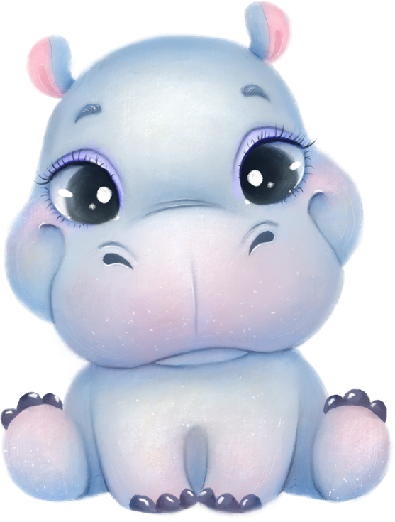 Cute cartoon hippo. Cute animals